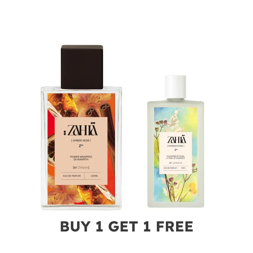 Buy 1 Get 1: Zahia Amber Noir (100ml) + Powder Musk (50ml) - ZYNAH