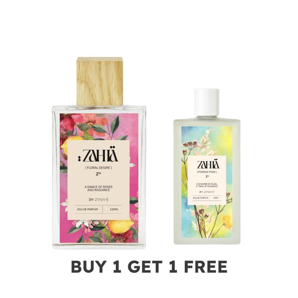 Buy 1 Get 1: Zahia Floral Desire (100ml) + Powder Musk (50ml) ZYNAH