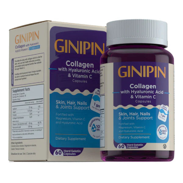 GINIPIN Collagen With Hyaluronic Acid & Vitamin C Capsules