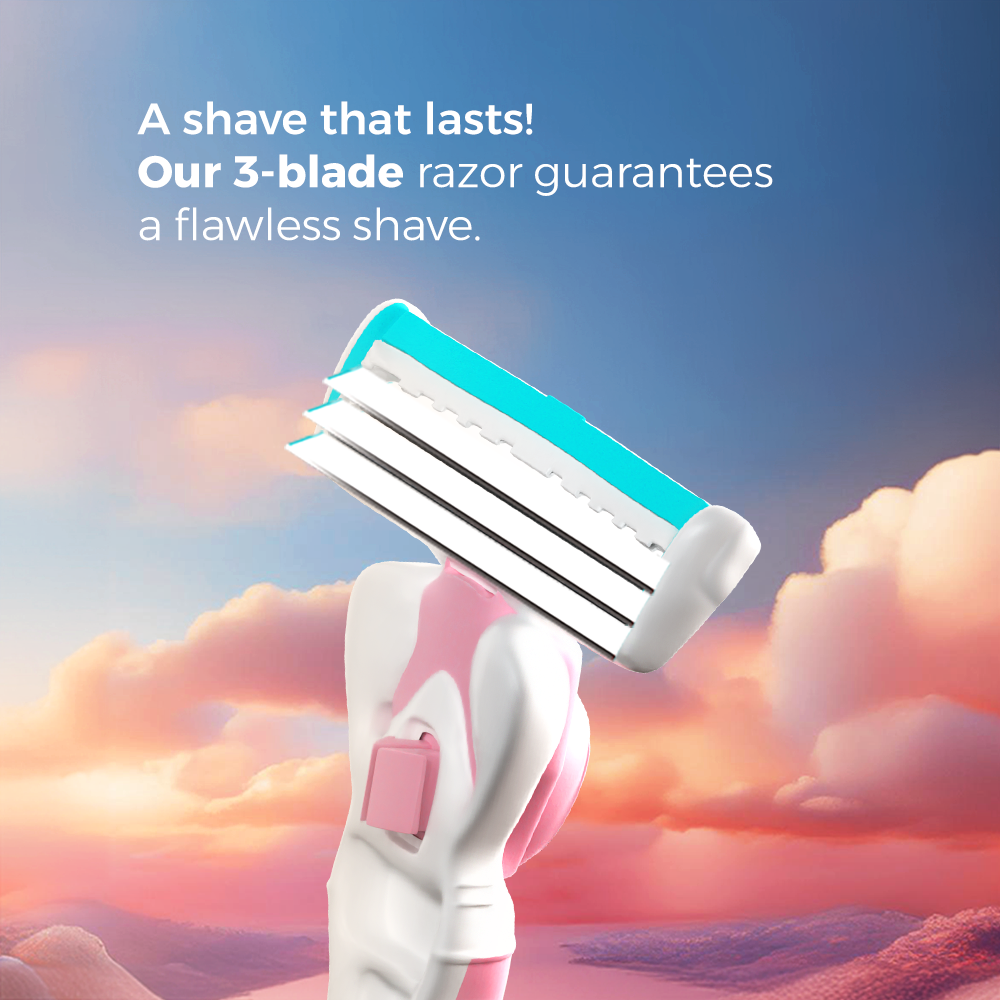 Queen Shaving System Razor Handle + 5 Refills Triple Blade (For Women)