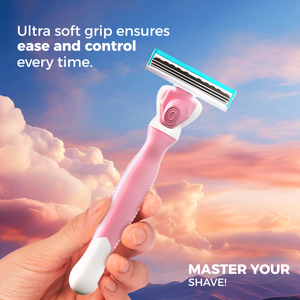 Queen Shaving System Razor Handle + 5 Refills Triple Blade (For Women)