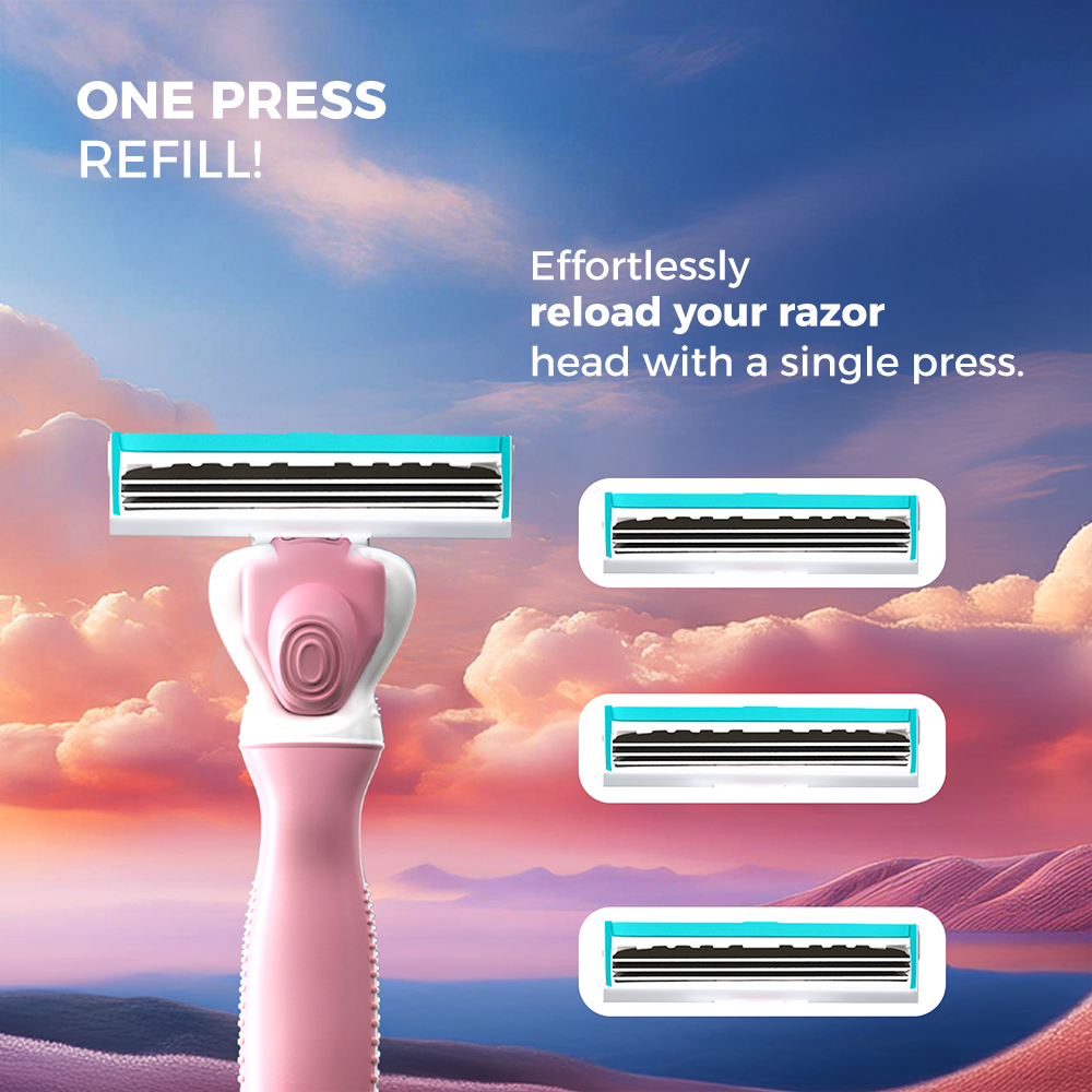Queen Shaving System Razor Handle + 5 Refills Triple Blade (For Women)