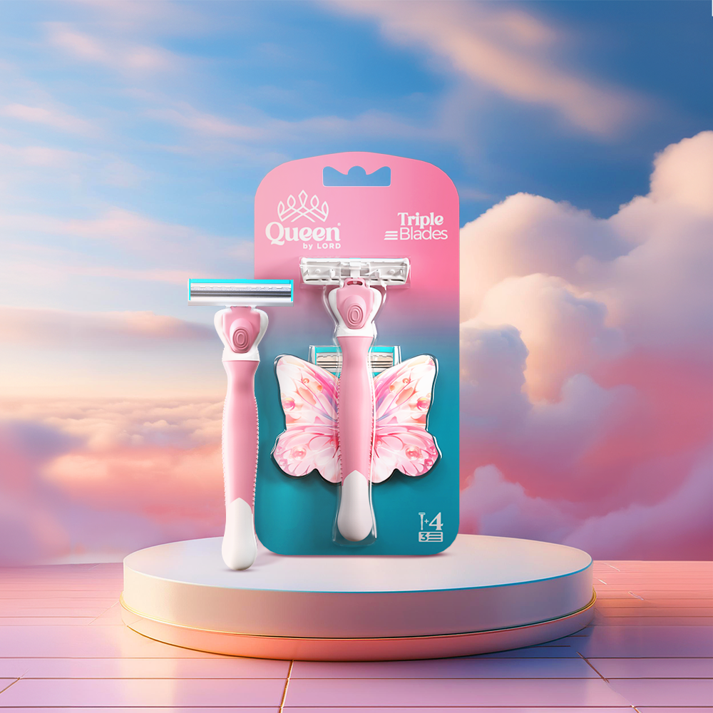 Queen Shaving System Razor Handle + 5 Refills Triple Blade (For Women)