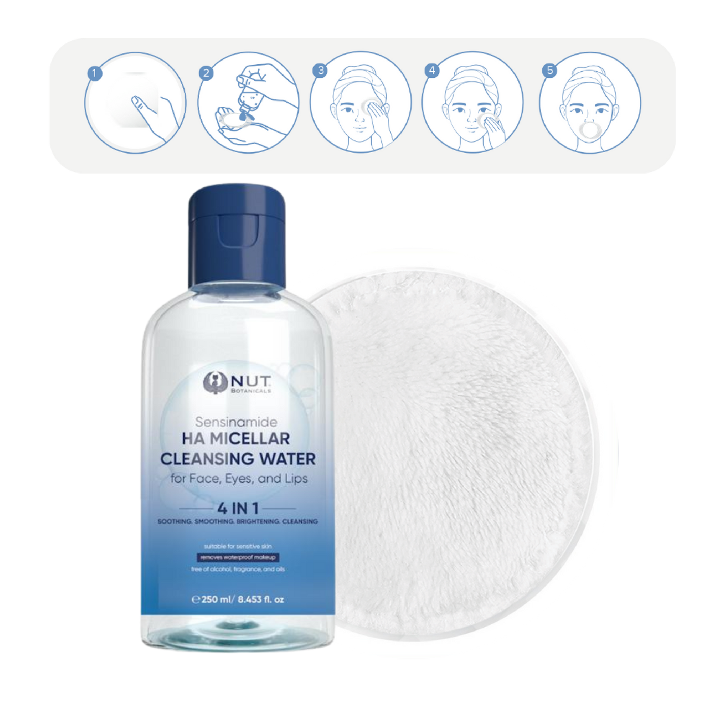 Nut Micellar Cleansing Water (4 in 1) And Makeup Remover & Soft Makeup Cleansing Pads on ZYNAH