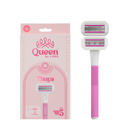 Queen Thuya 5 Blade Women’s Razor – Handle + 2 Cartridges with Swivel Head & Lubricating Strip