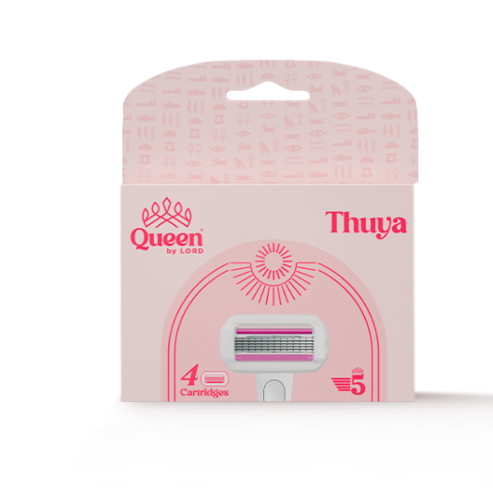 Queen Thuya 5 Blade Razor Refills – 4 Cartridges for Smooth, Long-Lasting Shave