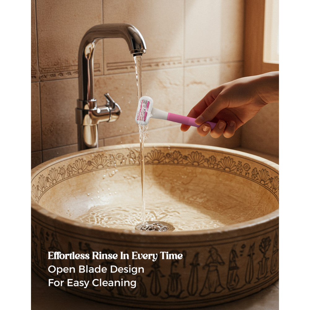 Queen Thuya 5 Blade Women’s Razor – Handle + 2 Cartridges with Swivel Head & Lubricating Strip
