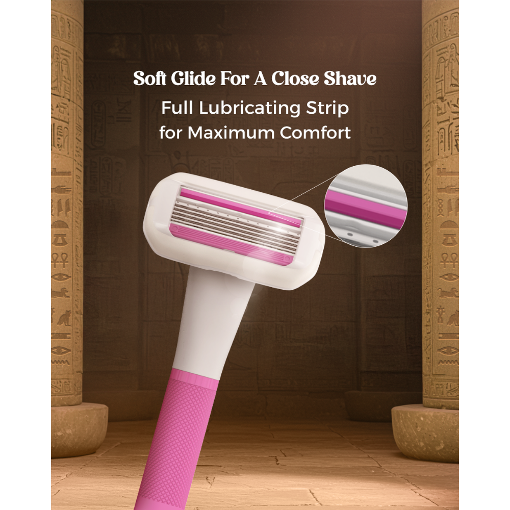 Queen Thuya 5 Blade Women’s Razor – Handle + 2 Cartridges with Swivel Head & Lubricating Strip