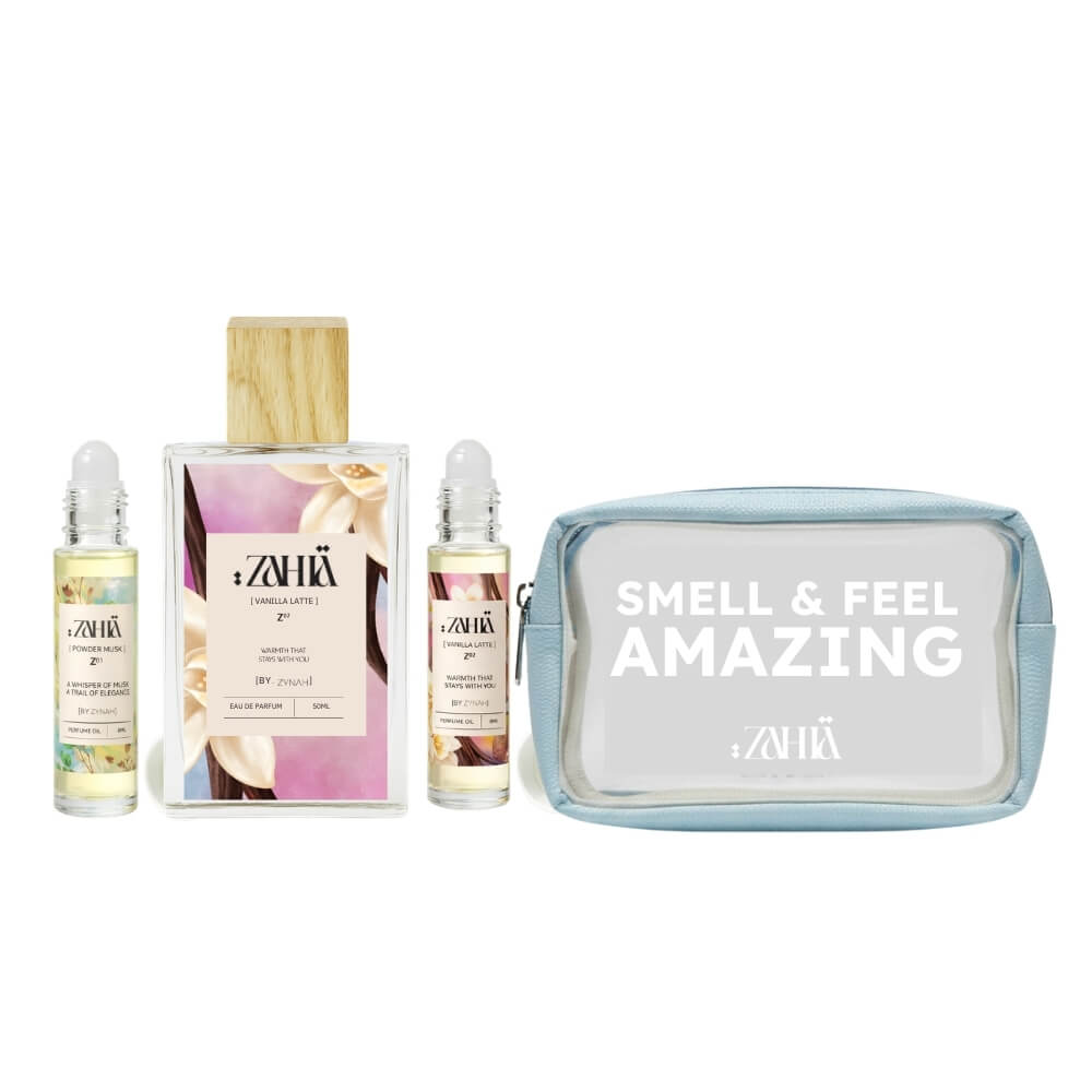 Zahia Vanilla Latte & Powder Musk Layering Set on ZYNAH