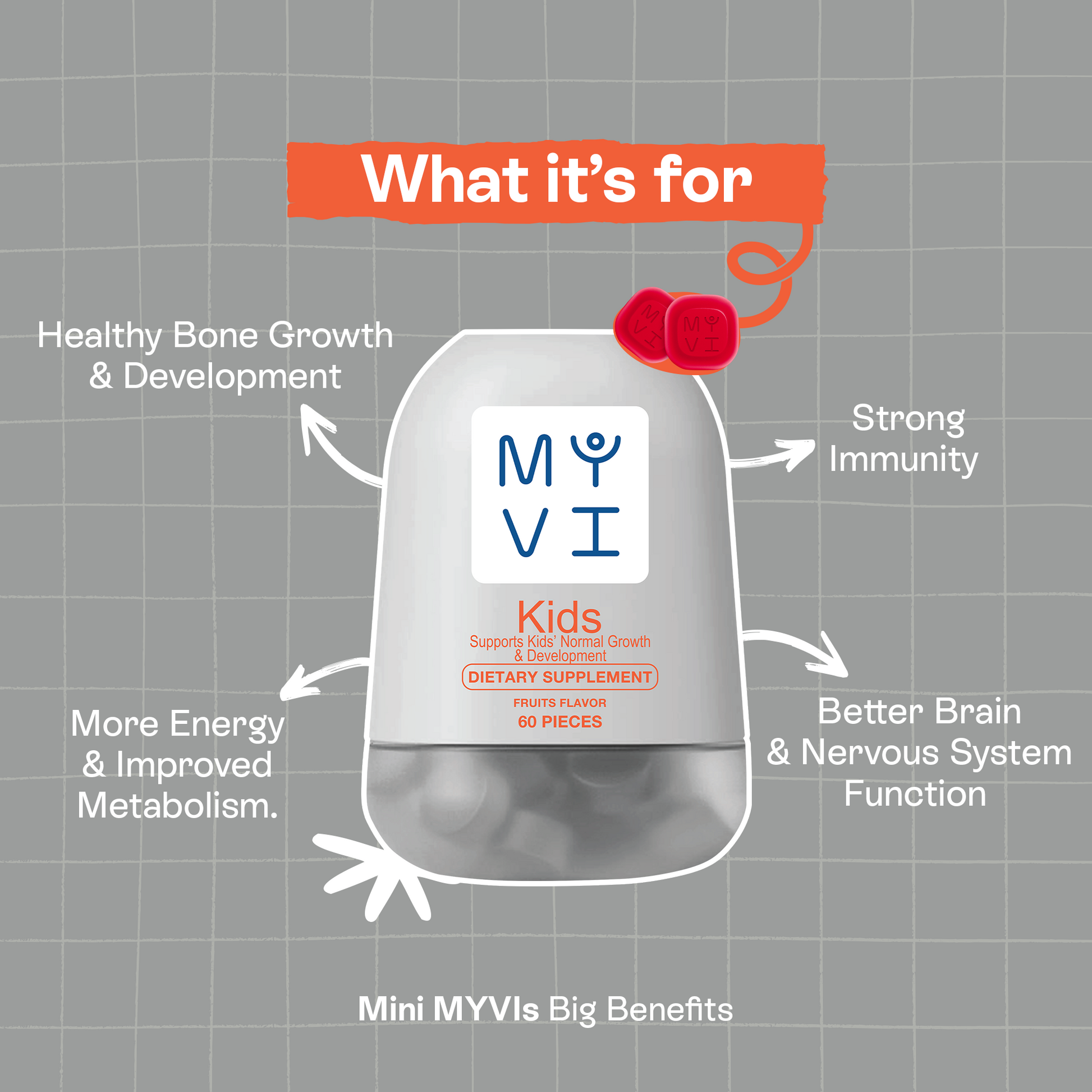MYVI Kids Multivitamins Gummies – Daily Vitamins & Immune Support for Kids (60 Gummies)