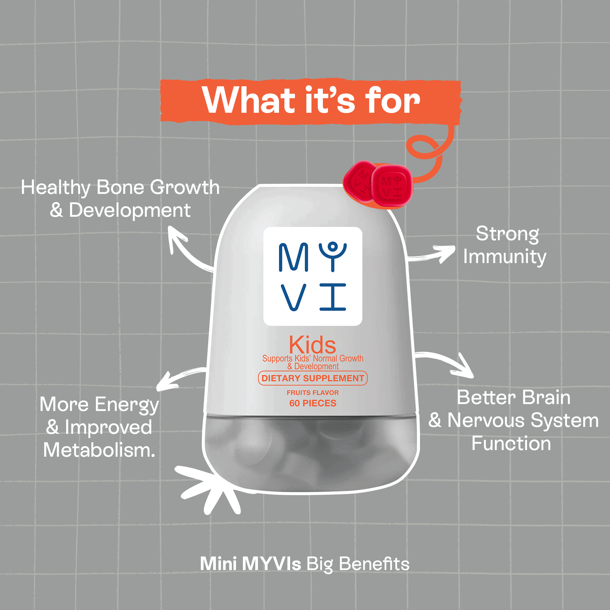 MYVI Kids Multivitamins Gummies – Daily Vitamins & Immune Support for Kids (60 Gummies)