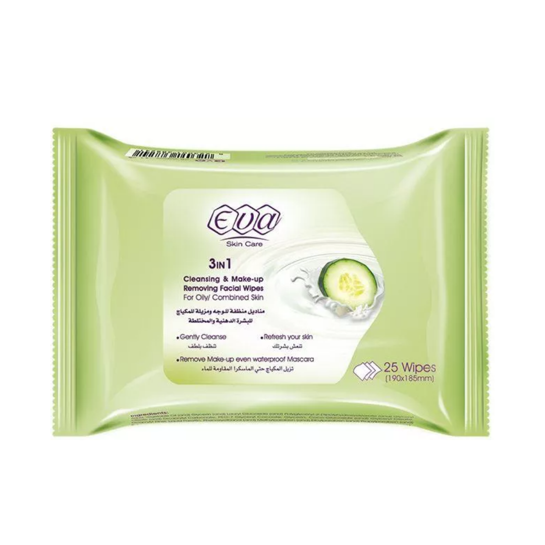 Eva Cleansing & Makeup Removal Facial Wipes for Oily/Combination skin ( 25 Wipes) -ZYNAH