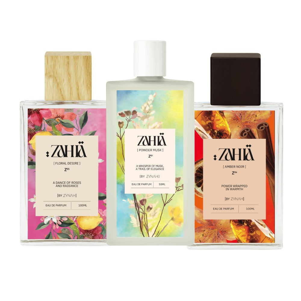 Zahia Floral Desire + Powder Musk + Amber Noir Perfumes (50ml)