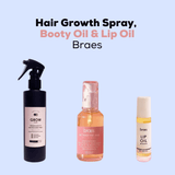 Braes Hair Growth Spray, Booty Oil & Lip Oil