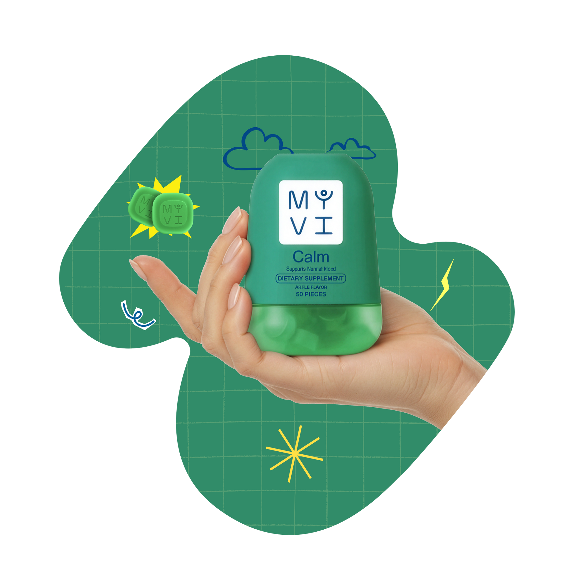 MYVI Calm Gummies – Ashwagandha Stress Relief & Mood Support Supplement (60 Gummies)