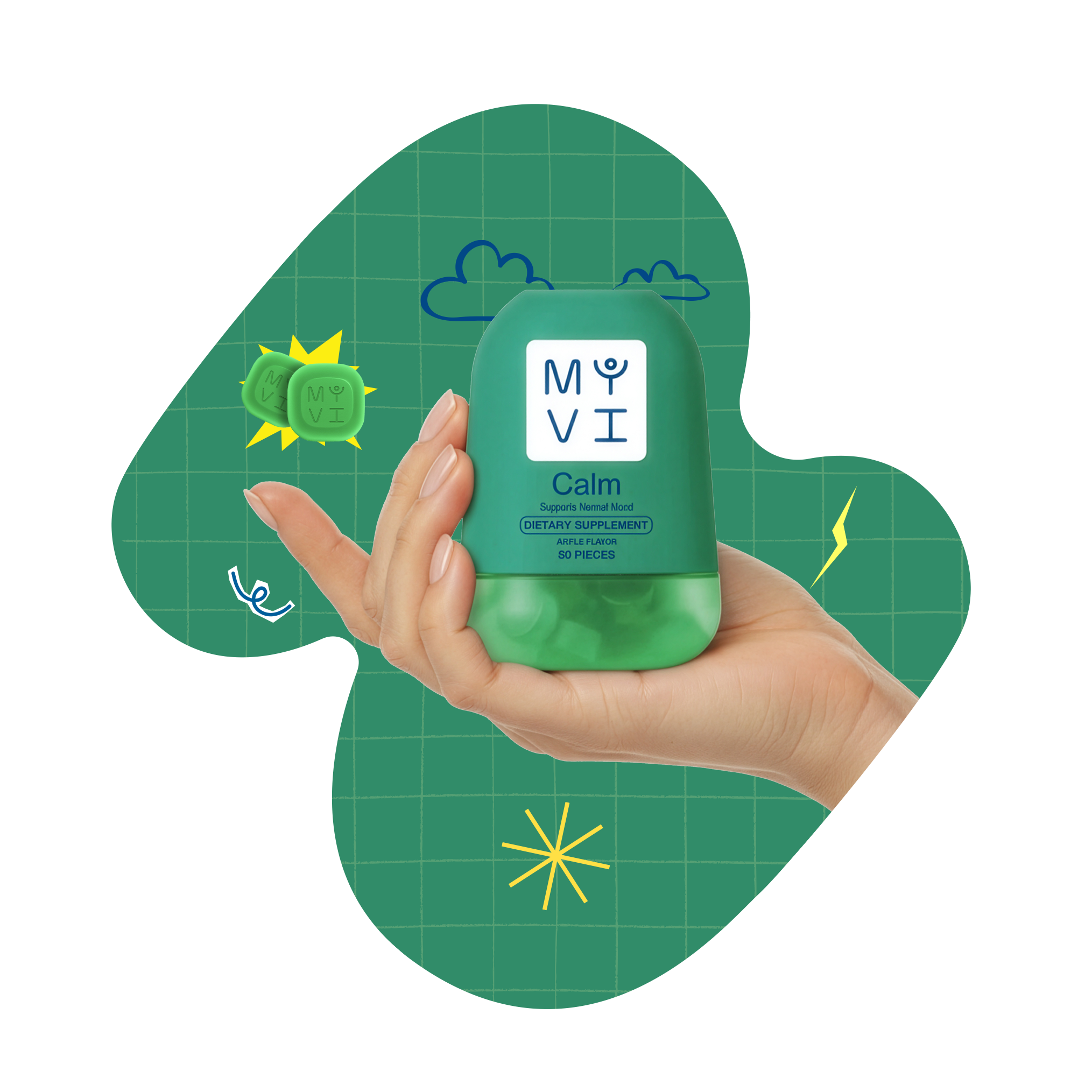 MYVI Calm Gummies – Ashwagandha Stress Relief & Mood Support Supplement (60 Gummies)