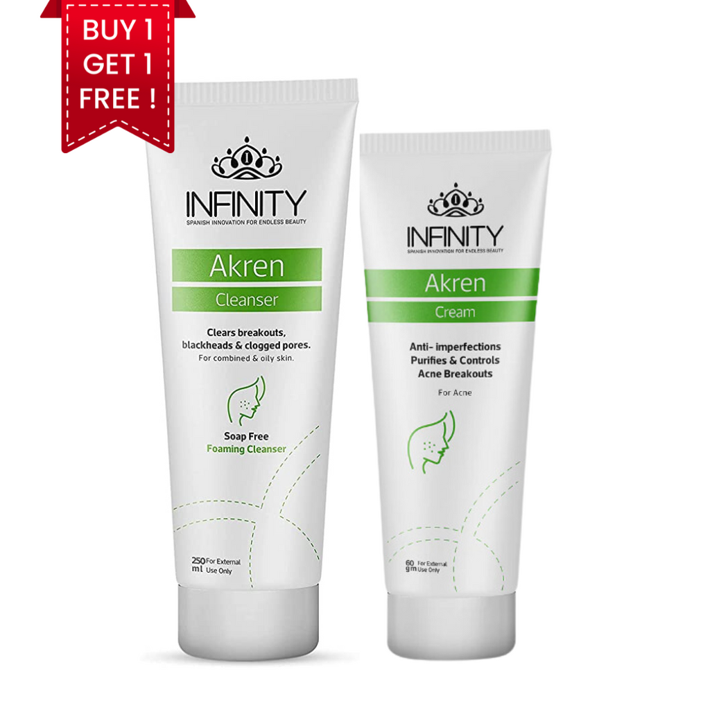 Infinity Akren Cleanser + Cream For Acne (1+1 FREE) - ZYNAH