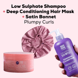 Plumpy Curls Set (Low Sulphate Shampoo + Deep Conditioning Hair Mask + Satin Bonnet)