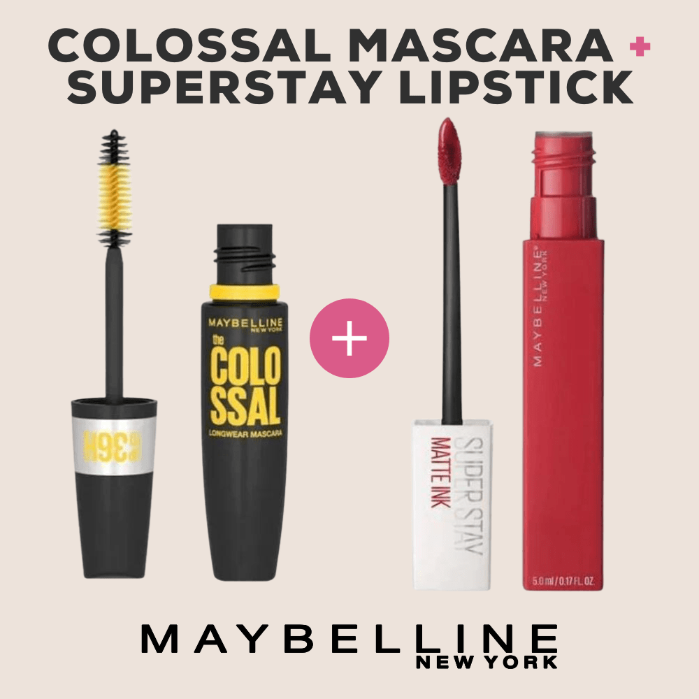 Maybelline Colossal Waterproof Mascara + Superstay Matte Lipstick (20 Pioneer)