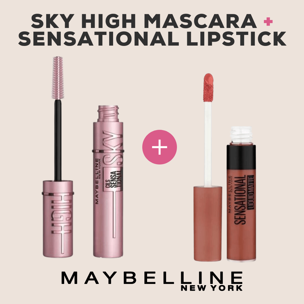 Maybelline Sky High Mascara & Sensational Lipstick (Strip It Off)