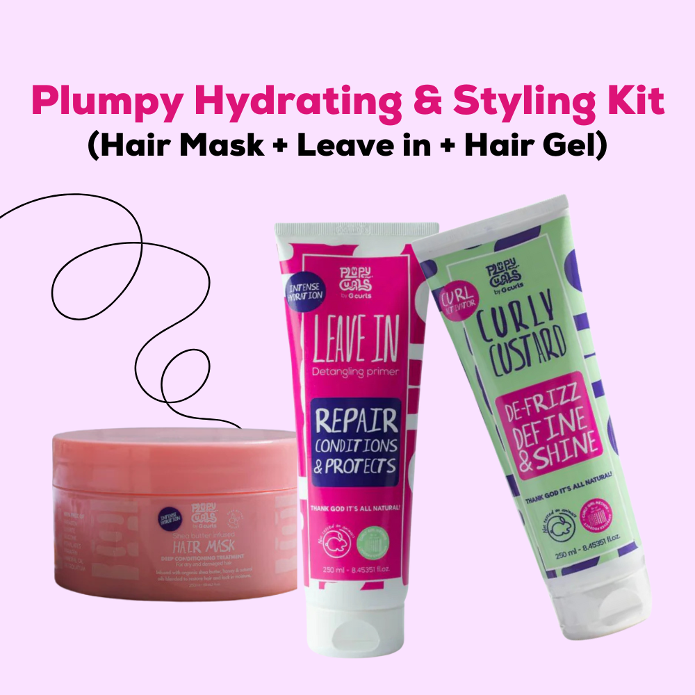 Plumpy Curls Styling Trio (Hair Mask + Leave in + Hair Gel)