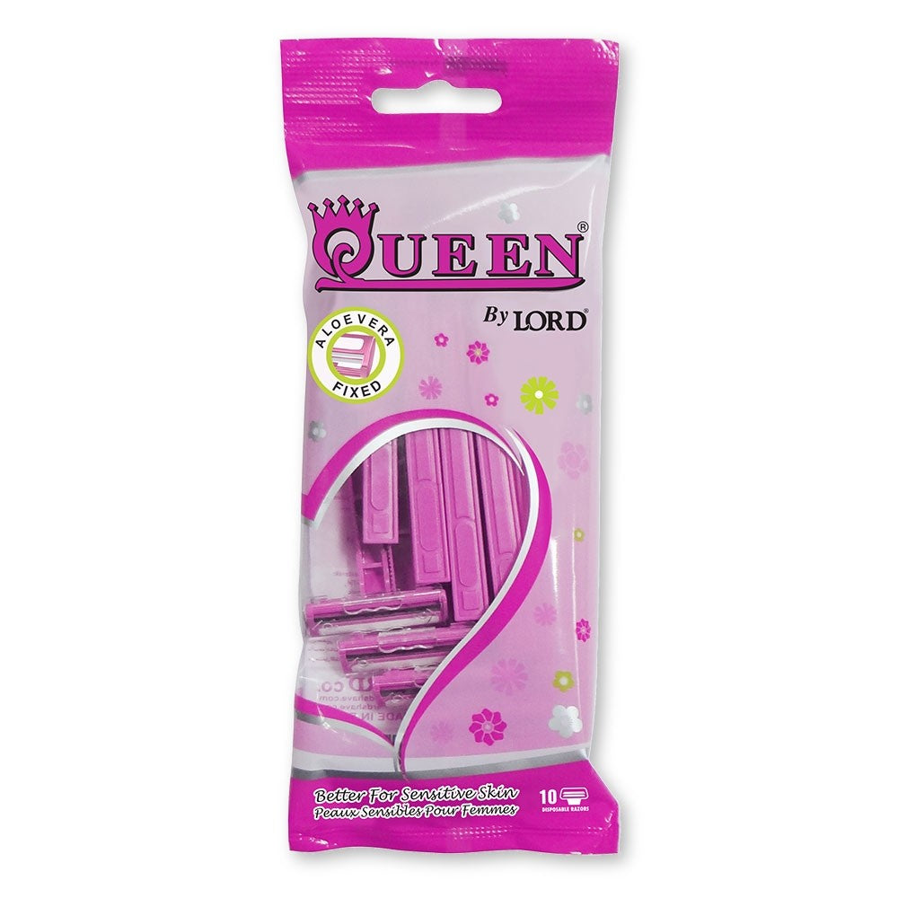 Shop Queen by Lord Twin Blade Razors with Moisturizing Strip - Pack of 10 on ZYNAH