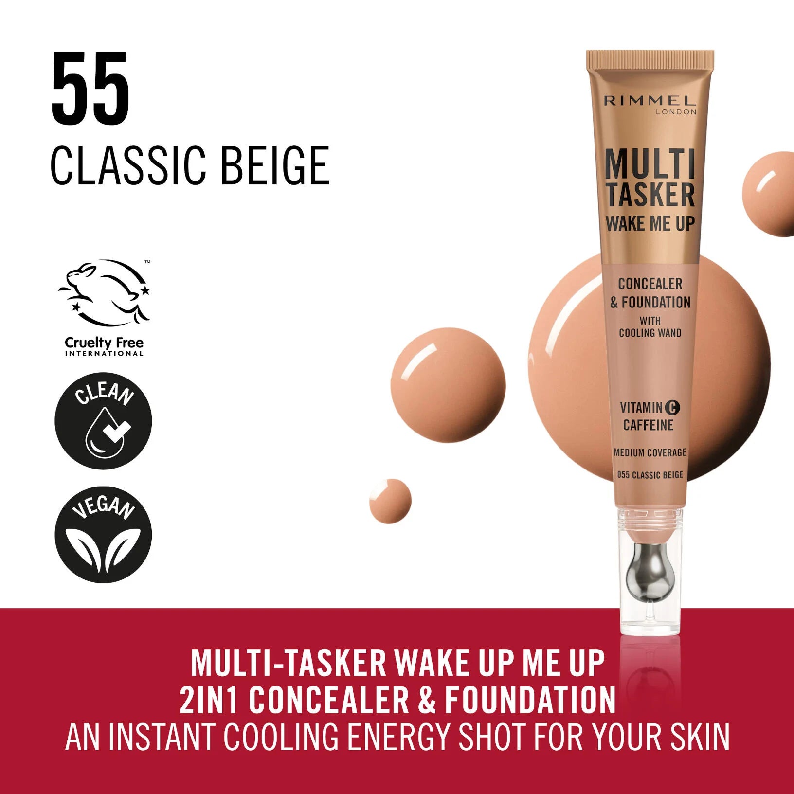 Rimmel Multi-Tasker Wake Me Up Concealer & Foundation – (055 Classic Beige)