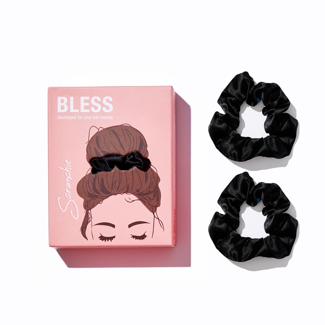 Shop Bless Black Satin Scrunchie Set on ZYNAH