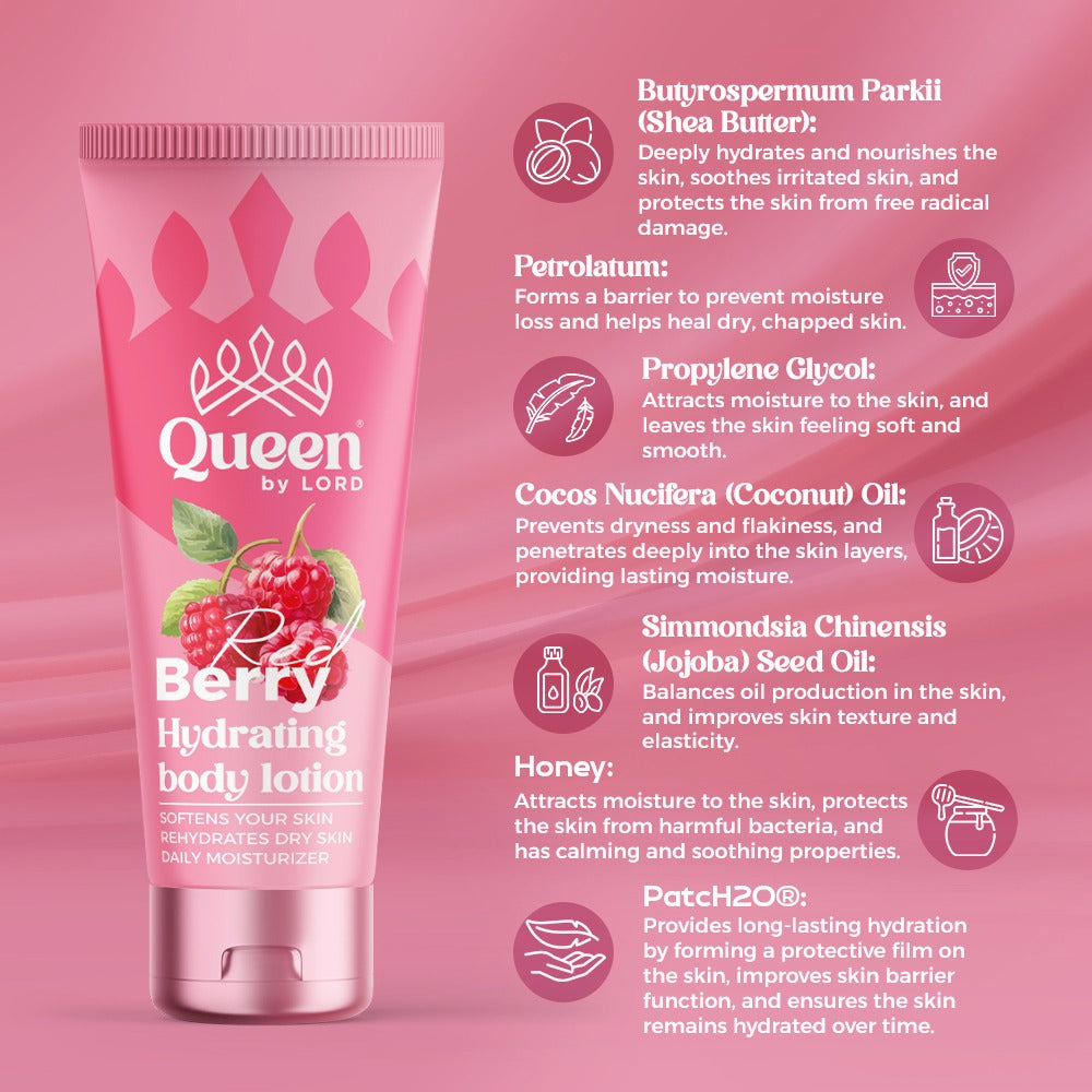 Shop Queen Hydrating Body Lotion With Red Berry Scent - ZYNAH