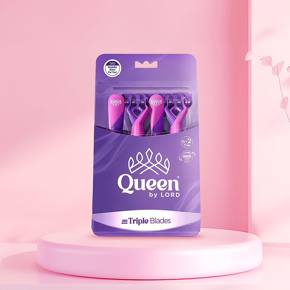 Shop Queen Triple Blades Disposable Razors, 6+2 free - Purple on ZYNAH