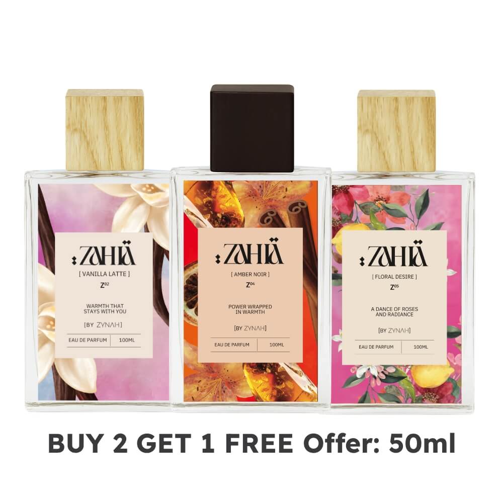 Shop Zahia's Vanilla Latte + Amber Noir + Floral Desire Perfumes - ZYNAH
