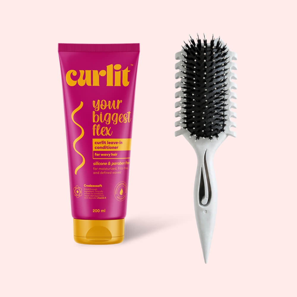 Curlit Wavy Leave-in + Curly Hair Styling & Defining Brush