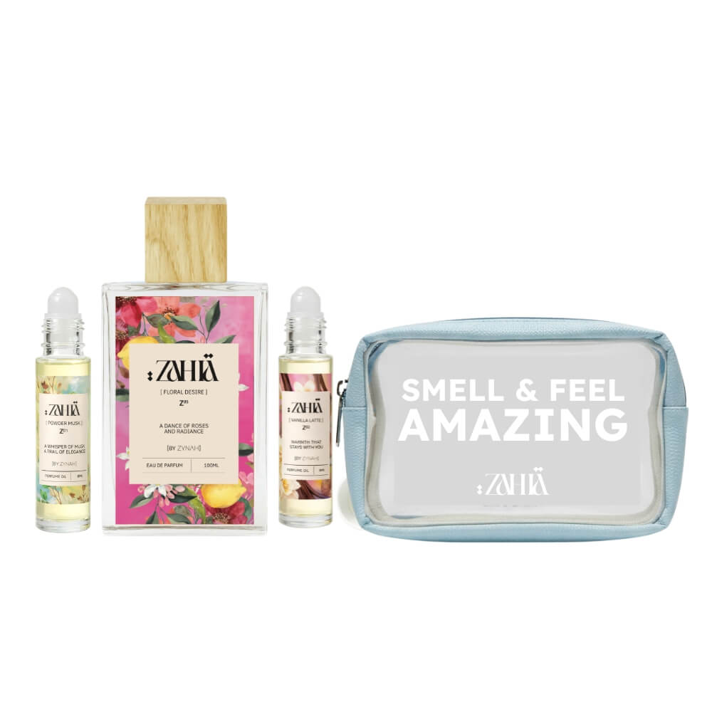 Zahia Floral Desire & Friends Set (Powder Musk + Vanilla Latte) on ZYNAH