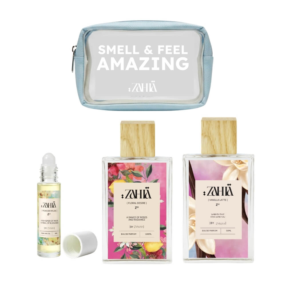 Shop Zahia's Signature Layering Collection (Vanilla, Floral, Musk) - ZYNAH