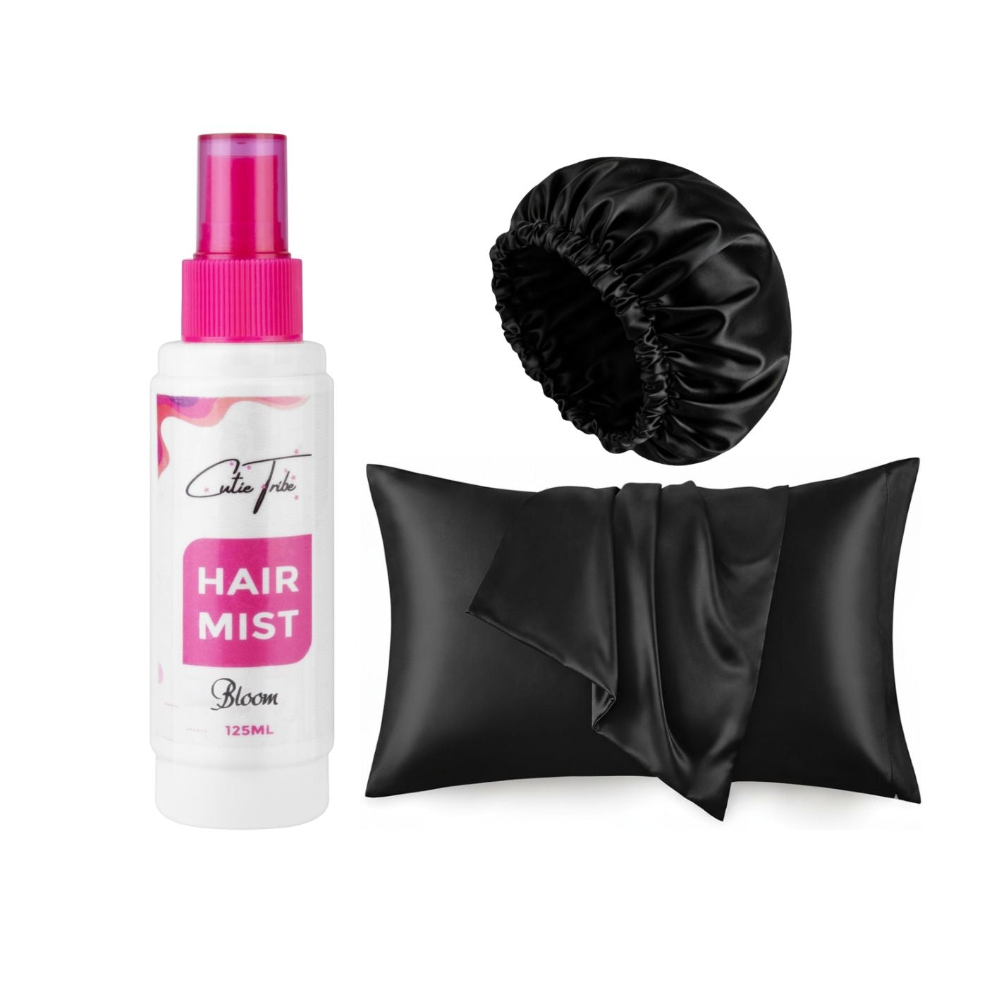 Sleep & Slay Bundle (CT Hair Mist(Bloom) + ZYNAH Satin Bonnet & Pillowcase(black) on ZYNAH