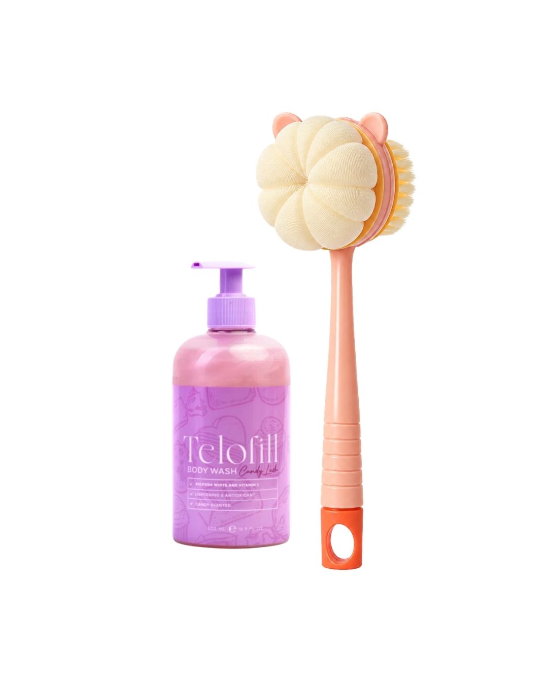 2-in-1 Scrubbing & Cleansing Brush + Telofill Candy Lush Body Wash on ZYNAH