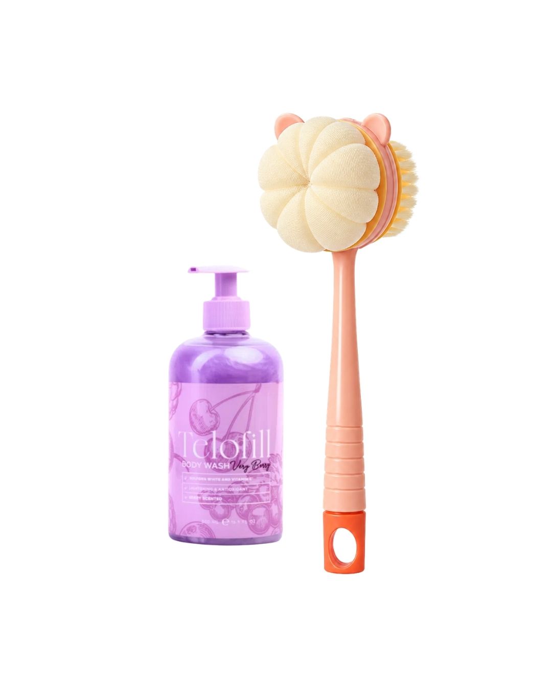 2-in-1 Scrubbing & Cleansing Brush + Telofill Very Berry Body Wash on ZYNAH