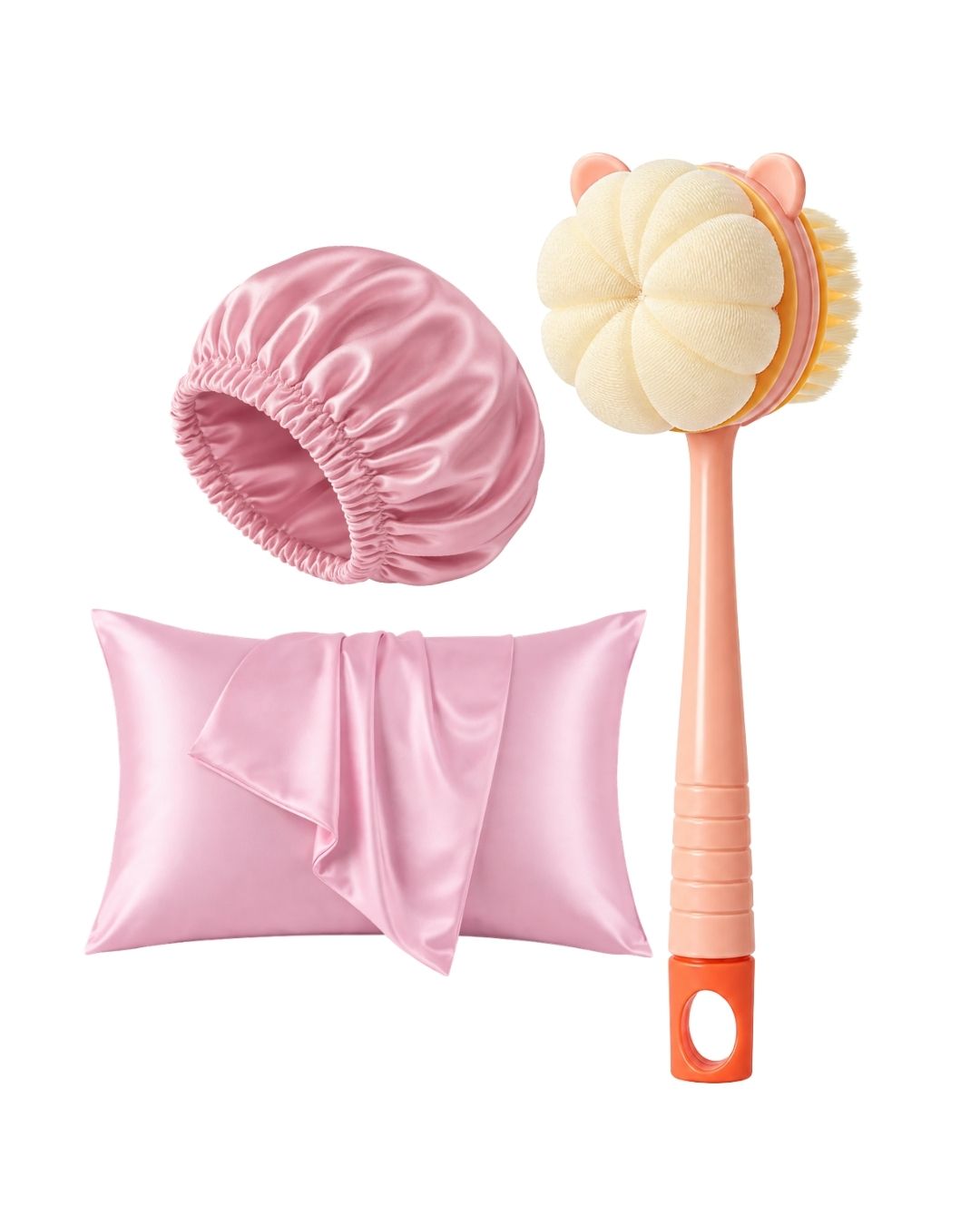 2-in-1 Body Brush + Rose Satin Bonnet & Pillowcase on ZYNAH