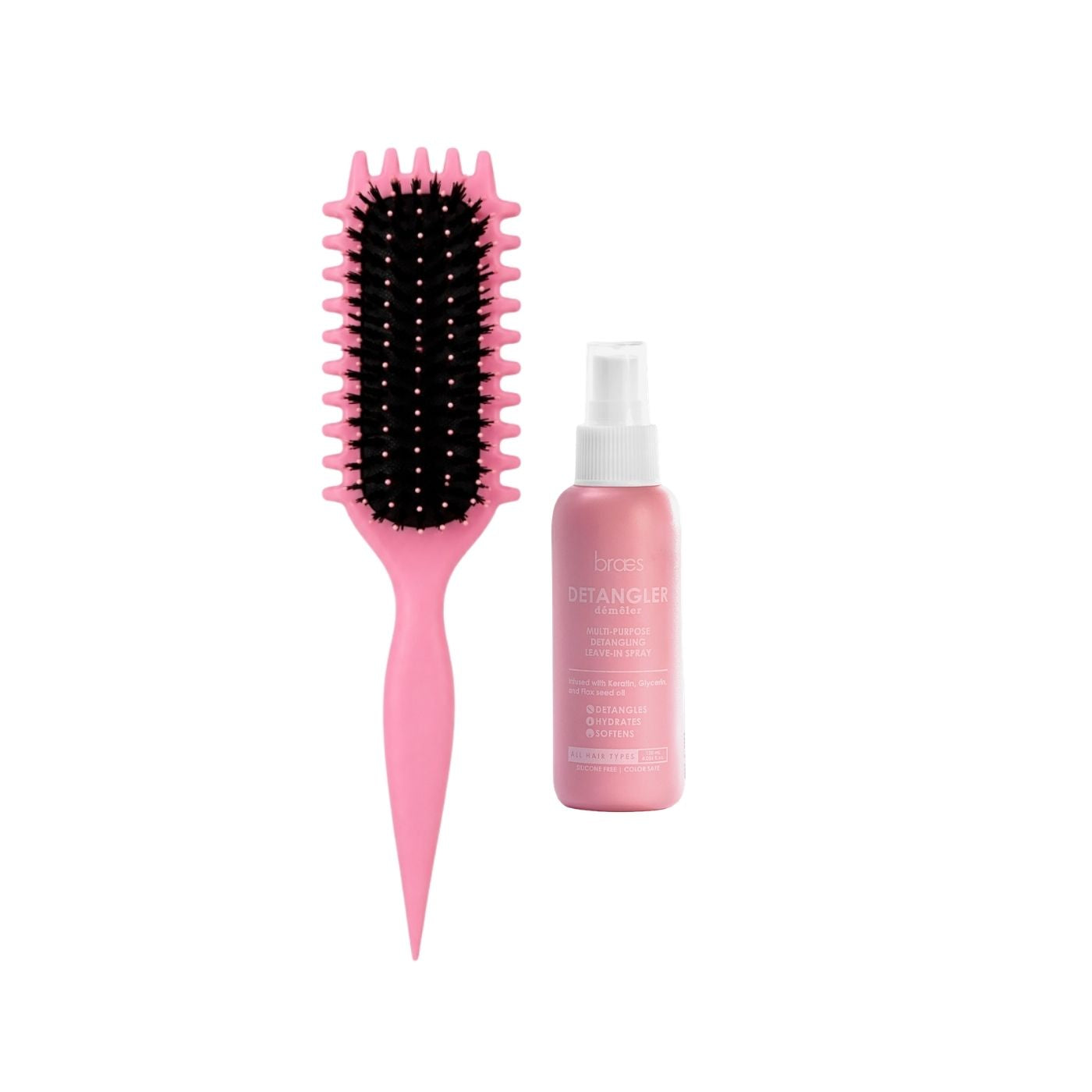 Zynah Curly Brush + Braes Detangling Leave-in Spray on ZYNAH