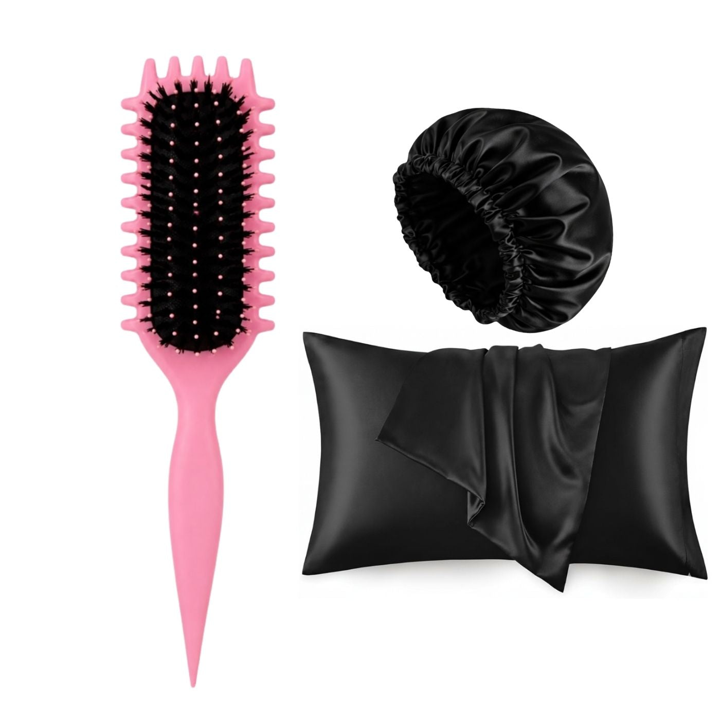 Viral Curly Brush + Satin Hair Bonnet + Satin Pillowcase on ZYNAH