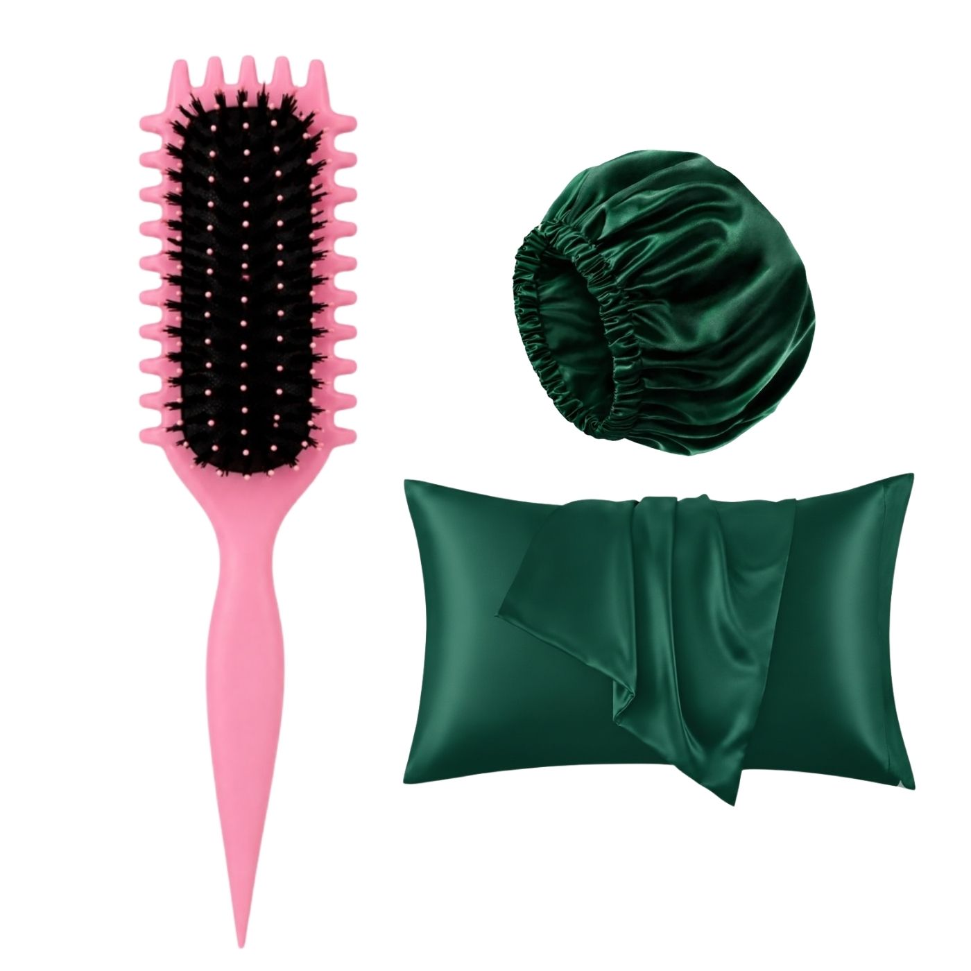 Viral Curly Brush + Satin Hair Bonnet + Satin Pillowcase on ZYNAH