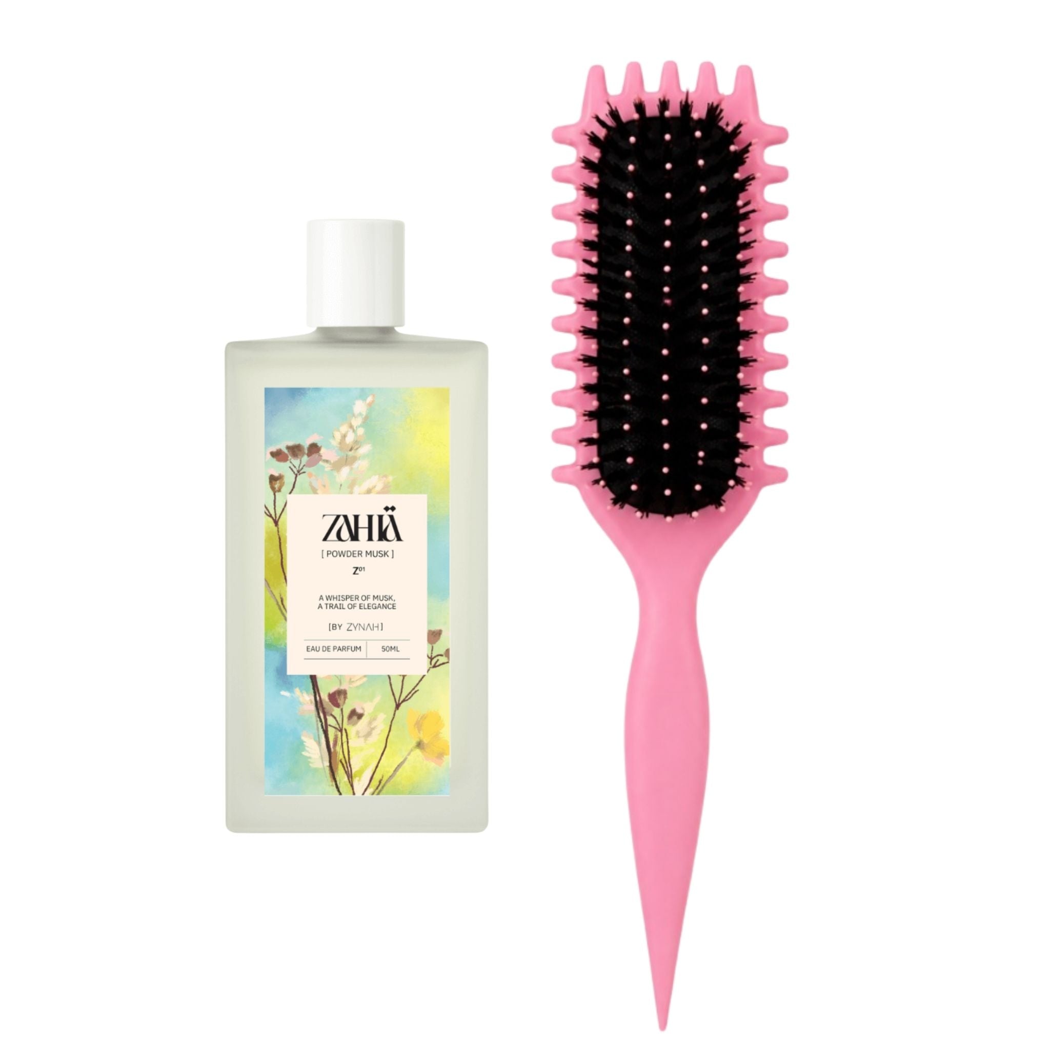 Zahia Powder Musk Perfume (50 ml) + Viral Curly Hair Styling & Defining Brush on ZYNAH