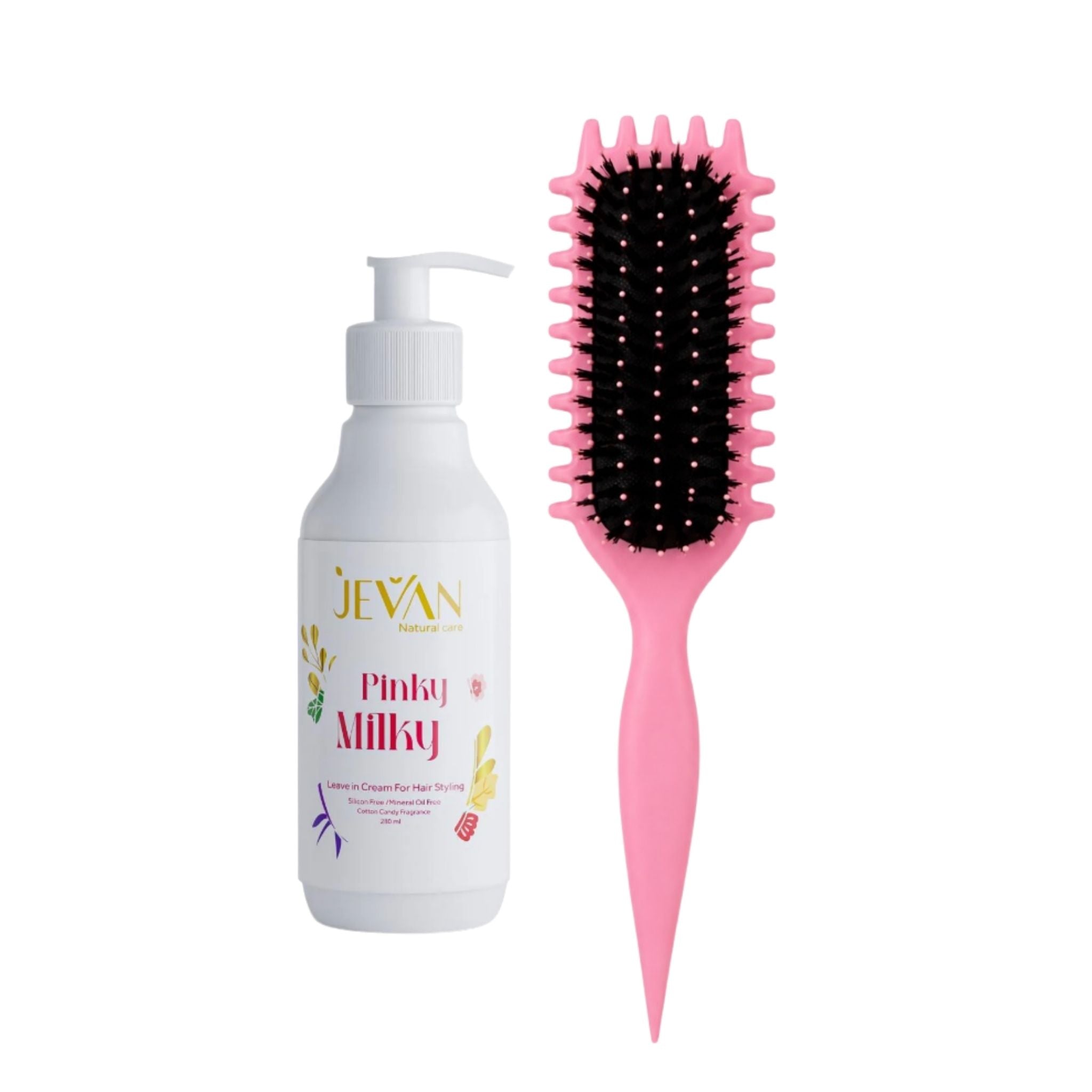 Curly Hair Brush & Jevan Pinky Milky Leave-in on ZYNAH