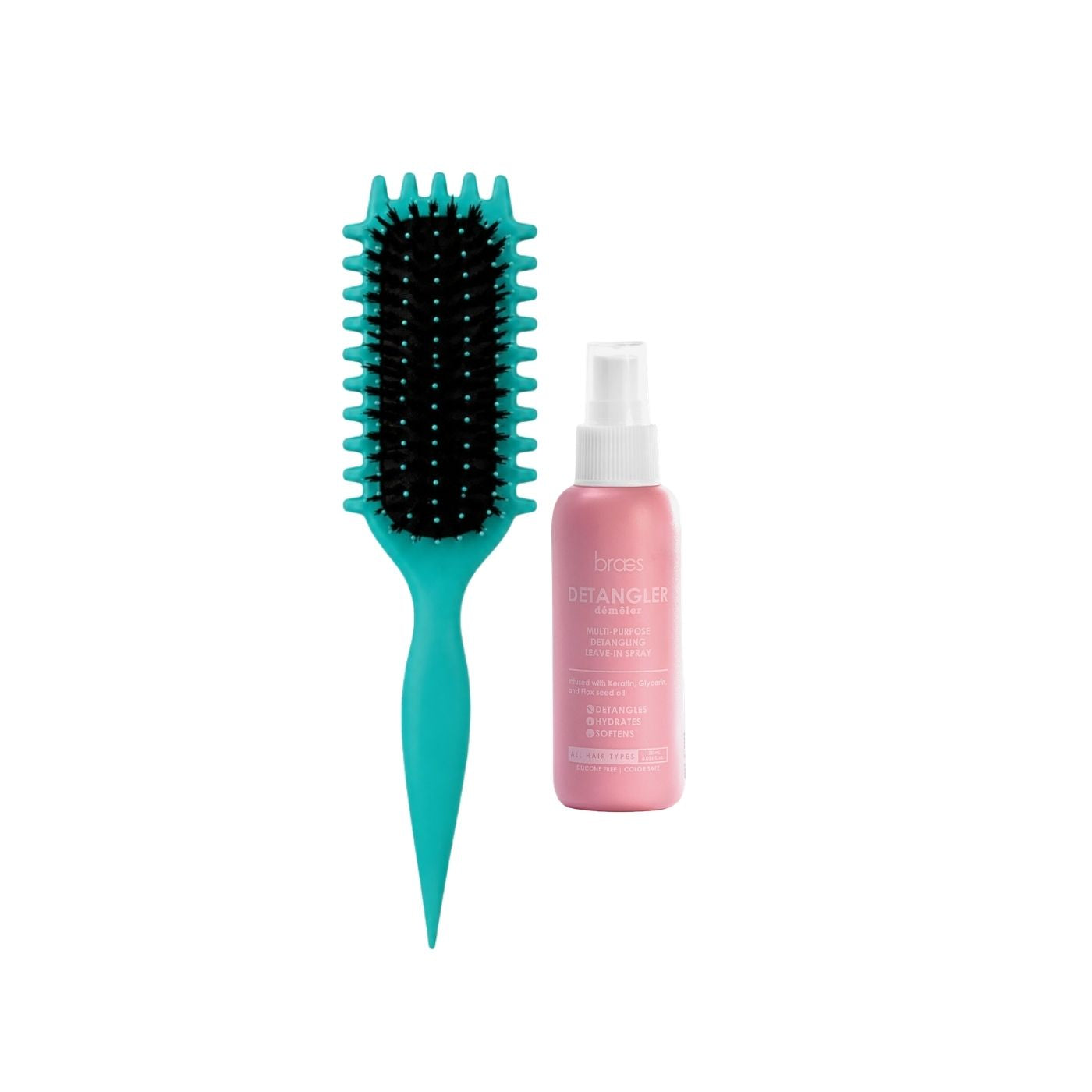 Zynah Curly Brush + Braes Detangling Leave-in Spray on ZYNAH