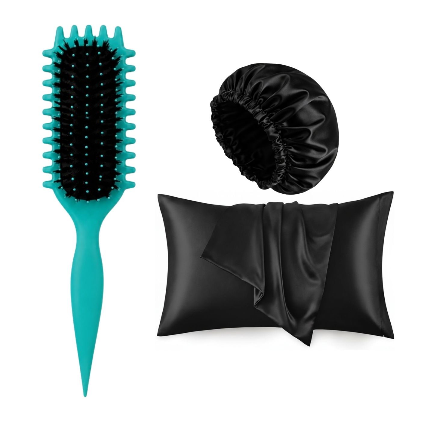 Viral Curly Brush + Satin Hair Bonnet + Satin Pillowcase on ZYNAH