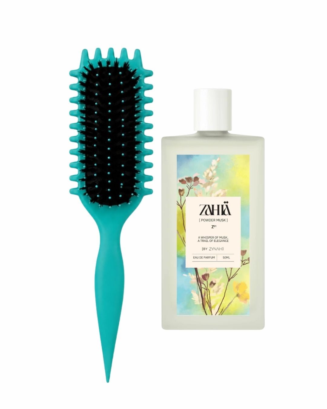 Zahia Powder Musk Perfume (50 ml) + Viral Curly Hair Styling & Defining Brush on ZYNAH
