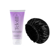 ZYNAH Satin Hair Bonnet (BLACK) + Telofill Defining & Nourishing Leave-In Conditioner on ZYNAH