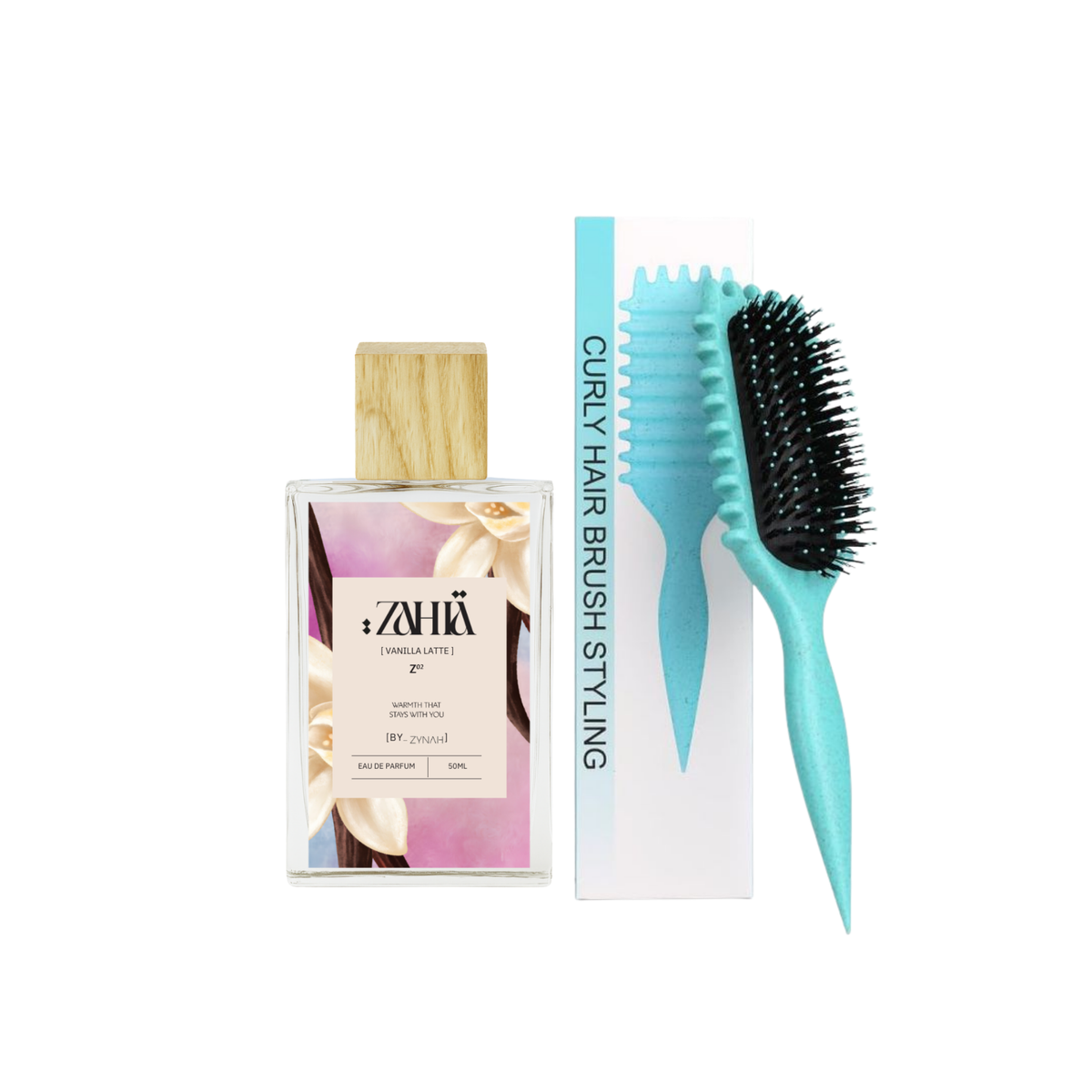 Zahia Creamy Vanilla Latte Perfume (50ml) + Viral Curly Hair Styling & Defining Brush on ZYNAH