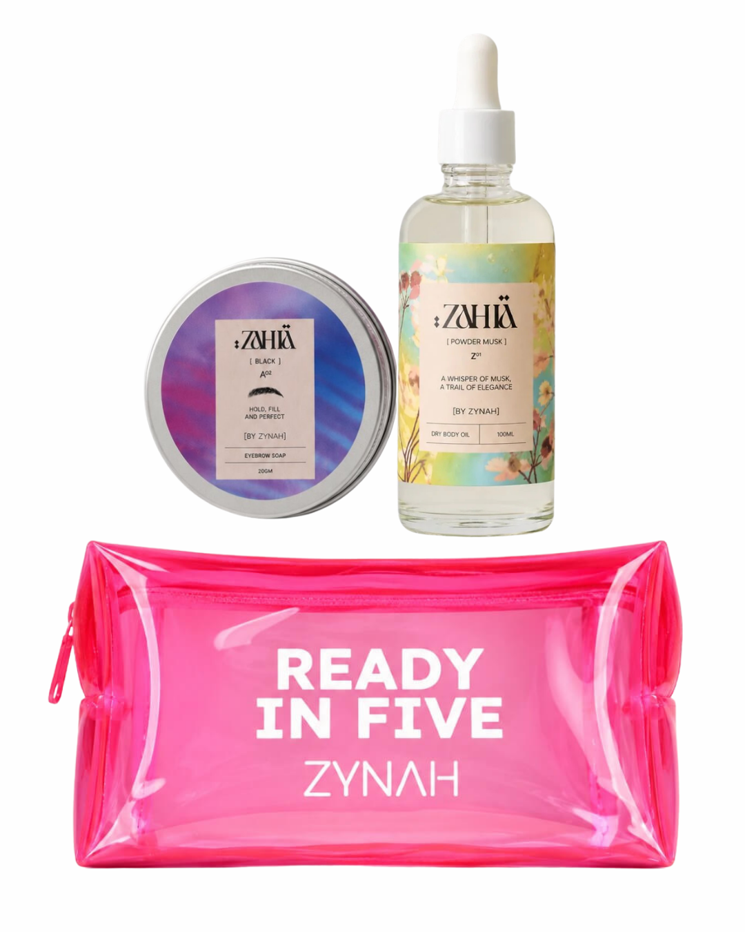 Zahia Dry Oil Powder Musk + Black Brow Soap + Pouch on ZYNAH