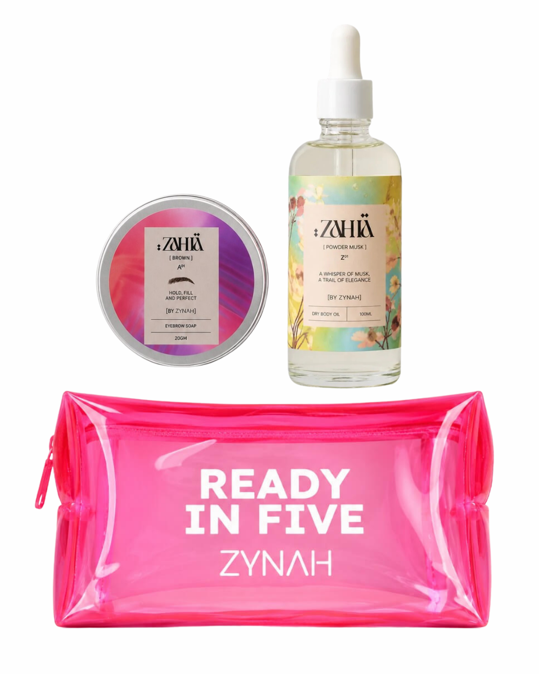 Zahia Dry Oil Powder Musk + Brown Brow Soap + Pouch on ZYNAH